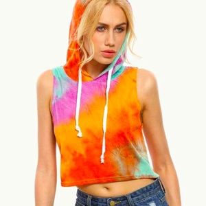 Urban Outfitters Tie Dye Hooded Crop Top  S